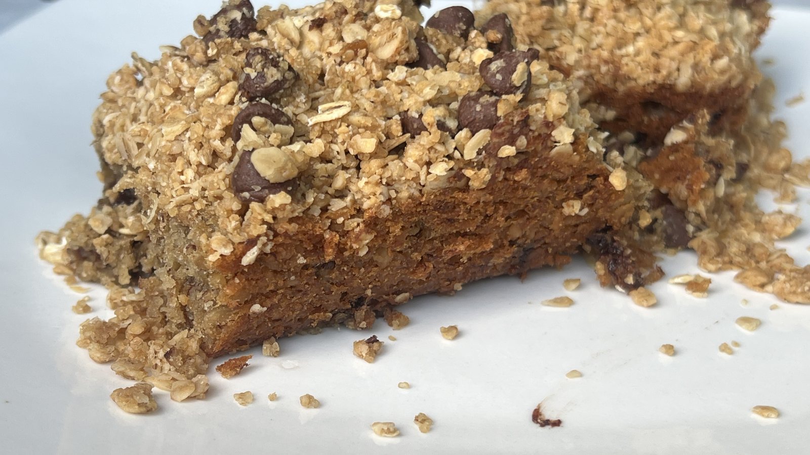 Megan Bars, cut through to show the oats and chocolate